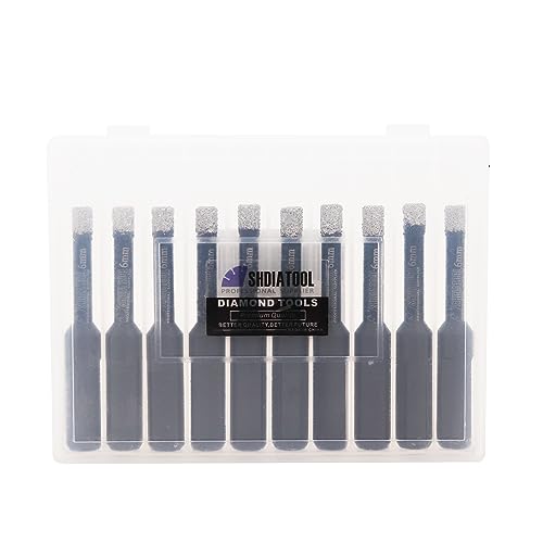 SHDIATOOL Brocas de diamante con punta de carburo de perforación de 6 mm, Brocas sacanúcleos con Triángulo vástago del agujero