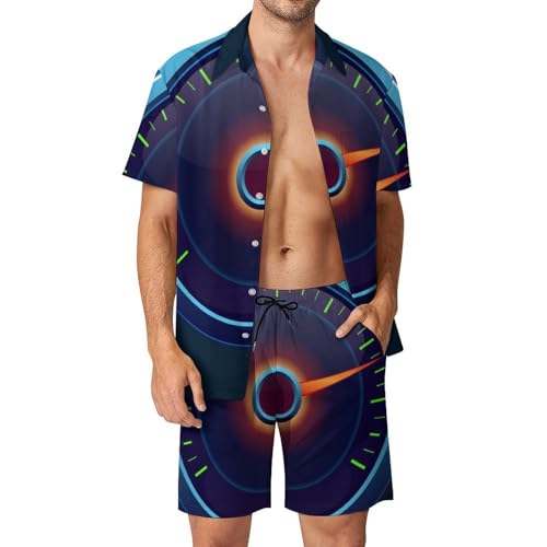 Ensemble Chemise Hawaïenne Homme Imprimé Cadran Voiture Original avec Short Pantalon Été S