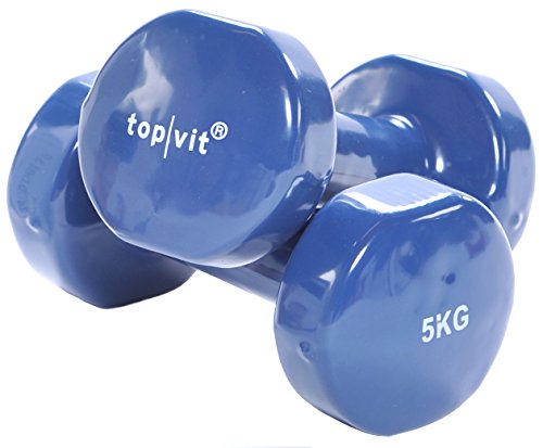 top | vit® Hanteln I Kurzhantel aus Guss mit Vinyl-Überzug I Hantelset aus zwei Kurzhanteln I für Männer, Frauen und Senioren I 5,0 kg, mittelblau - 1 Paar top | vit® Hanteln I Kurzhantel aus Guss mit Vinyl-Überzug I Hantelset aus zwei Kurzhanteln I für Männer, Frauen und Senioren I 5,0 kg, mittelblau - 1 Paar