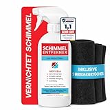 NOViiRA® Profi Schimmelentferner für Wand, Bad, Fliesen, Fugen & mehr als Komplettset – Inkl. 5 Mikrofasertücher – mit AKTIV-CHLOR – Mold Remover Spray, tiefenwirksames Anti-Schimmel Spray