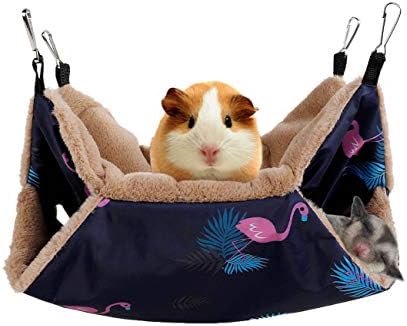 STTQYB Small Pet Cage Hammock, Hanging Bed for Small Animals Pet Cage Hammock Accessories Bedding for Chinchilla Parrot Sugar Glider Ferrets Rat Hamster Rat Playing Sleeping (Flamingo)
