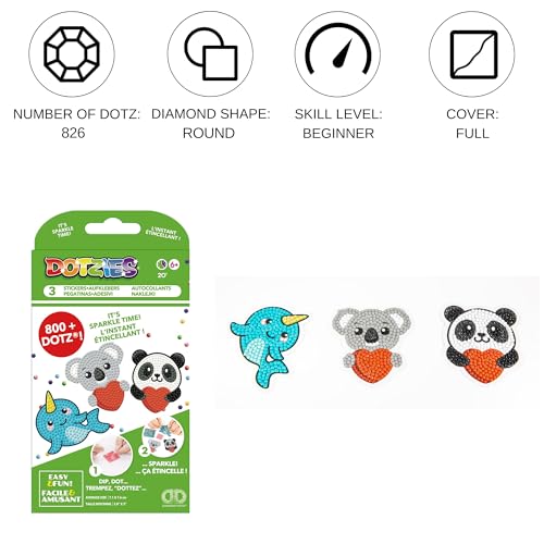 DIAMOND DOTZ DOTZIES 2592755 Original 5D Diamond Painting Sticker Set, Lieblingstiere, DIY Kreativ-Kit für Diamant-Sticker, Diamanten-Bastelset für Kinder ab 6 Jahren