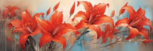 Diamond Painting Fleur Rouge 50x150cm pour Décorer Votre Salon