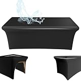KIDOACOW Leather Massage Table Cover Wipeable Massage Bed Cover Protector, Reusable & Waterproof Lash Bed Cover Fitted, Odorless Vegan Leather Spa Salon Bed Covers (Black Tablecloth for 6FT Table)