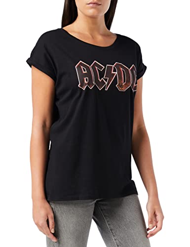 MERCHCODE Femme Ladies Ac/Dc Voltage Tee T shirt, Noir, S EU