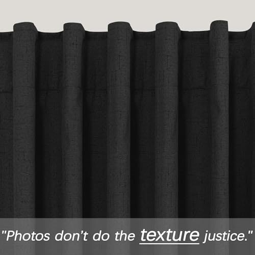 Image of KOUFALL Short Black Out Curtains for Bedroom Bathroom Small Window,Linen Blackout Back Tab Cortinas Cortas para Ventanas Pequenas Cuarto