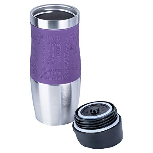 Wellgro Taza térmica 400 ml + 1 tapa extra – Acero inoxidable – Mango de silicona suave – libre de BPA – Taza térmica de… - Imagen 5