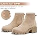 FITORY Womens Chelsea Boots, Elastic Ankle Booties with Chunky Mid Heel and Lug Sole, Comfy Trendy Slip on Shoes for Fall and Winter Tan Size 8.5