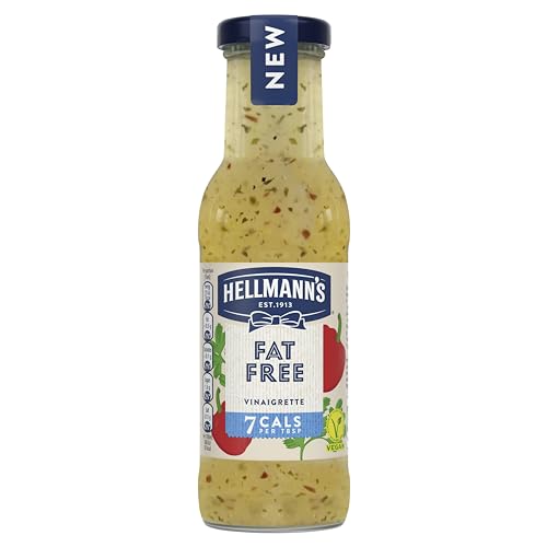 Hellmann's Fat Free Vinaigrette vegan salad dressing with only 7 calories per serving for salads and grain bowls 250 ml