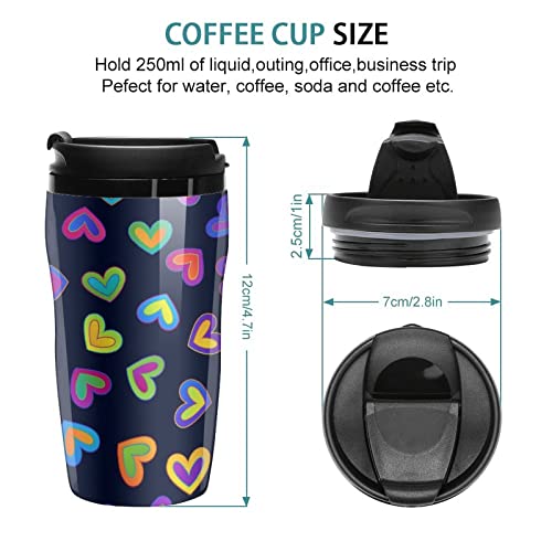 Bright Gradient Colorful Hearts Reusable Plastic Insulated Cup Double Wall Coffee Mug Fashion Travel Tumblers With Lid 250Ml #TOP1