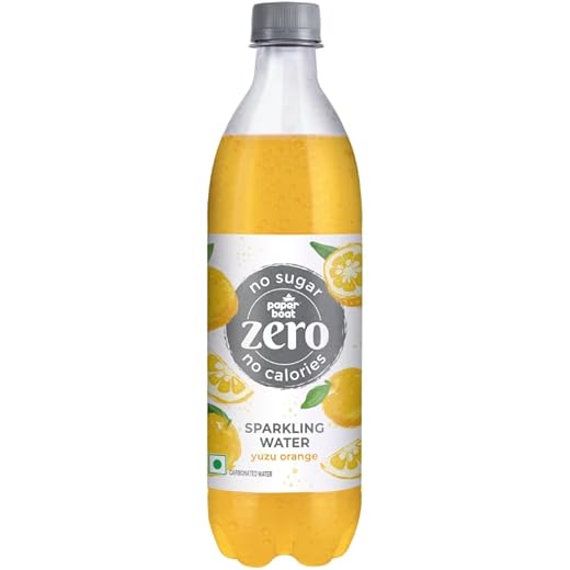 Paper Boat Zero Yuzu Orange Sparkling Water, 600ml | Zero Sugar, Zero Calories | Sugar Free| Flavoured Carbonated Water | No Aspartame