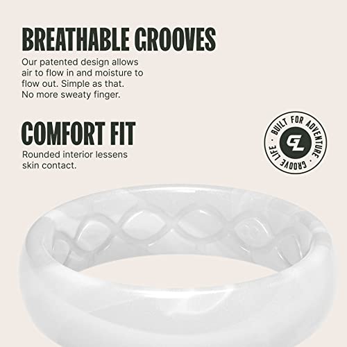 Groove Life Solid Thin Silicone Ring - Breathable Rubber Wedding Rings for Women, Lifetime Coverage, Unique Design, Comfort Fit Ring3