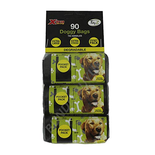90 abbaubare Hundekotbeutel, starke Taschengröße, Rollen, Krawattengriffe, Welpenkotbeutel Cover