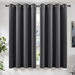 TOPICK Blackout Curtains for Bedroom, Eyelet Thermal Curtains for Living Room, Room Darkening Drapes, Dark Grey, W 55" x L 69" (2 Panels)