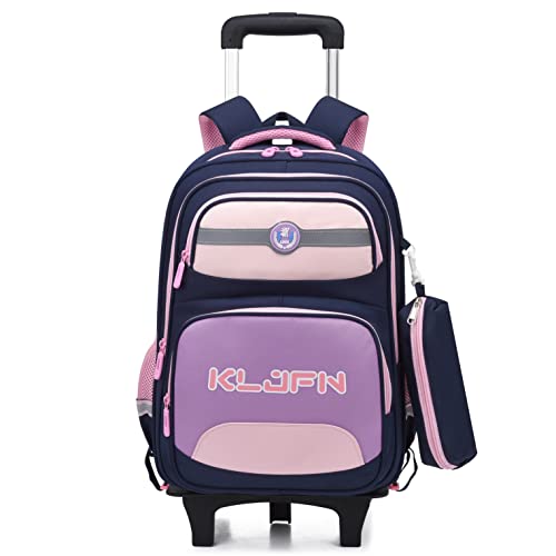 Mochila de Rodinhas Infantil em Tecido Oxford Impermeável e com Grande Capacidade para Estudantes de