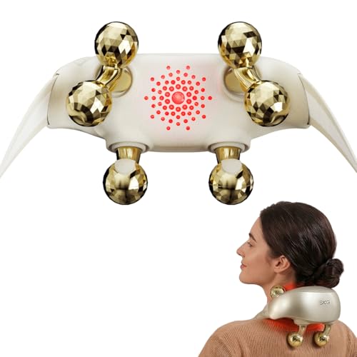 SKG Appareil de massage Shiatsu avec chaleur, tête de massage Shiatsu 6D or, cadeau pour homme et femme, H7 Ultra E