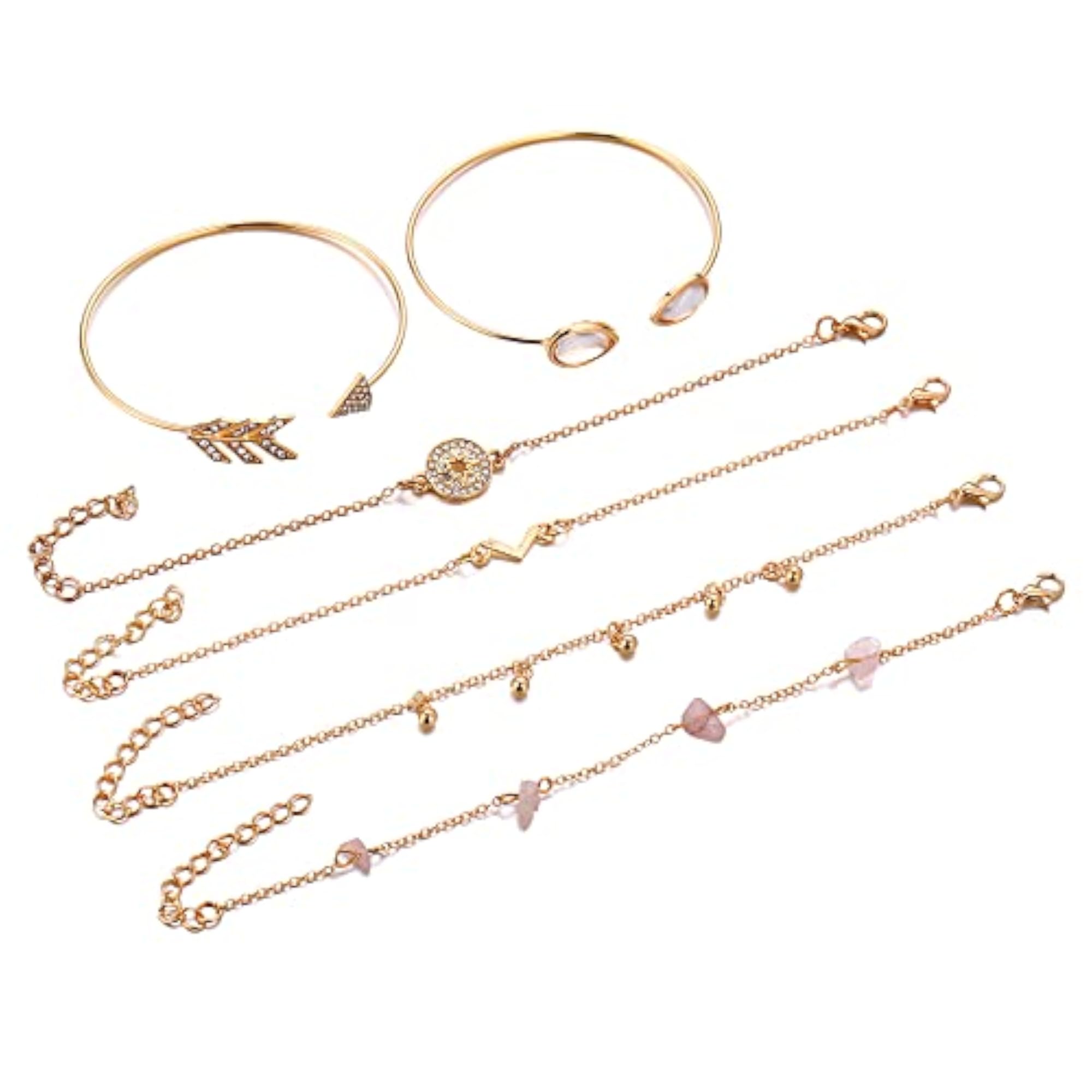 Multilayer Plated Bangle Bracelet Set of 6