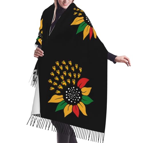 Juneteenth Sunflower Black History African American Scarfs For Women Soft Shawl Scarves Long Wraps Women'S Lightweight Scarf With Tassels