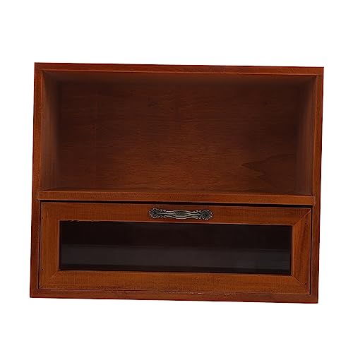 OSALADI Retro Wooden Drawer Storage Box with Acrylic Front Compartment Lockers for Jewelry Office Supplies Cosmetics Stylish Desktop Organizer for Easy Access and Elegant