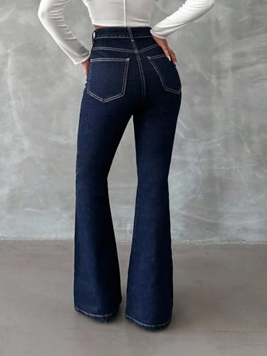 Image of KOTTY Women's High Waist Jeans||Flared Bell Bottom Bootcut||Wide Leg Stretch Denim - Perfect for Travel, Party & Everyday Use