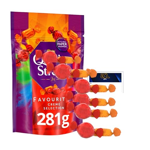 Christmas Chocolates Quality Street Strawberry Delight Bag - Favourites Creme Selection of Strawberry and Orange Flavour Cremes Coated in Dark Chocolate - Perfect Sharing Bag, Offices, School, Gift