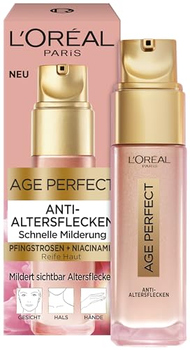 L'Oréal Paris Anti-Altersflecken Fluid für Frauen: Altersfleckenminderung, ebenmäßiger Hautton & strahlender Teintmit nativen Pfingstrosen-Zellen und Niacinamid, Age Perfect Golden Age1x 30ml