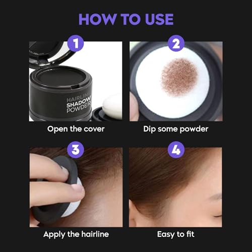 Image of Hairline Powder Instantly Conceals Hair Root Touch Up Hair Powder, Hair Toppers for Women & Men, Hair Fibers for Thinning Hair Non Sticky, Root Cover Up, Stain-Proof Long Lasting