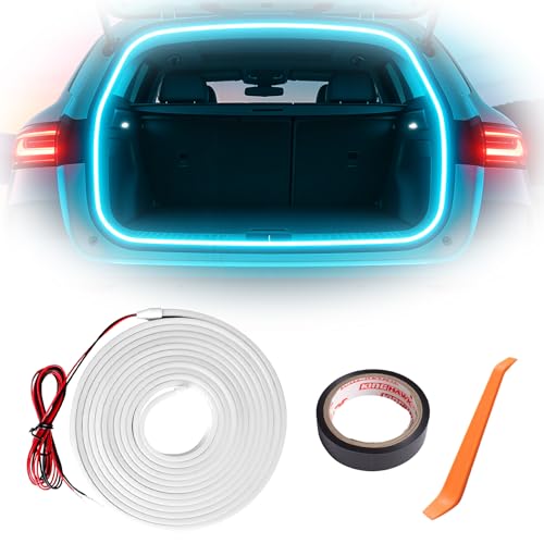 OCCOUMR Kofferraum Lichtstreifen 4M Dynamic Flowing Car Trunk Light Strip Kofferraum Beleuchtung Led Band Automatischer Sensor Tail Box Light Strip für Auto Dekoration (Blau)