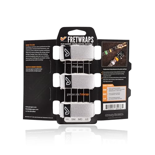 Image of Gruv Gear Fret Wrap & Guitar Mute, Fretwrap for Acoustic, Electric & Bass | String Dampener Recording, Tapping & Practice Accessory (3 Pack, Large Off-White, Fits 6 String Bass, 8 String Guitar)