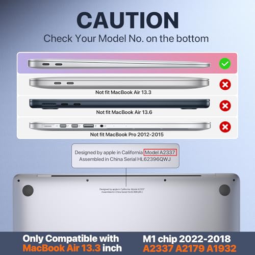 Image of Compatible for MacBook Air 13 inch Case 2020 2019 2018, A2337 M1 A2179 A1932, Same as Bare Device, Sturdy Plastic Protective Hard Shell Cover for MacBook Air 13.3 inch Case - Matte Clear