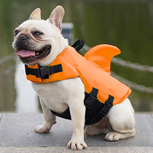 FONLAM Schwimmweste Hund Rettungswesten Warnwesten Badeanzug für Hunde Neulinge Sicherheitswesten für Haustier Baden Pool Strand (Orange, M)