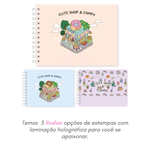 Livro de Colorir Comfy Days Cute Shop 70 Folhas Rosa Claro180g Caderno Desenho Coloring Book