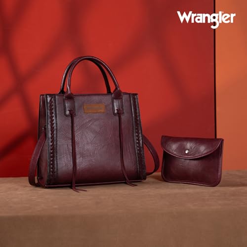Image of Wrangler Tote Bag for Women Western Cowhide Purse and Wallet Set