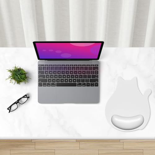 Hsxnam Ergonomic Mouse Pad with Wrist Rest, Cute Cat Memory Foam Padded Pain Relief Non-Slip Wrist Support Mouse Mat for Gaming Work Computer Laptop, Funny Office Supplies Desk Accessory, Space Gray by Hsxnam - Used condition - Image 7