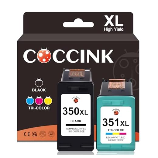 COCCINK 350XL 351XL Wiederaufbereitete Druckerpatronen Ersatz für HP 350 351 XL für C5180 C5270 D4260 D4360 J5780 J6410 J7500 C4280 C4340 C4380 C4480 C4580 C5280 D5360 Drucker (1 Schwarz, 1 Farbe)