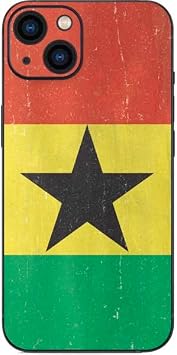 Skinit Decal Phone Skin Compatible with iPhone 15 Plus - Officially Licensed Ghana Flag Distressed Design