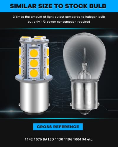 image for Qoope 6-Pack 1076 LED Bulb for RV, 1142 1004 BA15D Warm White Bulb Rep