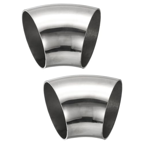PATIKIL 2Pcs Gomito A 45 Gradi Con Curva A Mandrino, 60mm Diametro Esterno Gomito Di Scarico In Acciaio Connettore Per Tubazioni Di Scarico 304 Acciaio Inossidabile Per Tubo Di Scarico