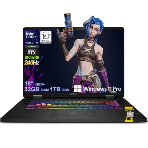 Image of msi Crosshair 18 HX AI Gaming Laptop 18 inch QHD+ 240Hz 100% DCI-P3 Intel 24-core Ultra 9 275HX (>i9-14900HX) 32GB DDR5 1TB SSD GeForce RTX 5070 (798 AI Tops) RGB Backlit Thunderbolt Win11Pro ICP Hub