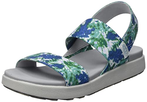 KEEN Women's Elle Backstrap Casual platform open toe Wedge Sandals, Porcelain/Tie Dye, 7.5