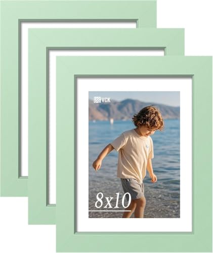 Image of VCK 8x10 Picture Frames 3 Pack, Green Wood Photo Frame, Wall Display