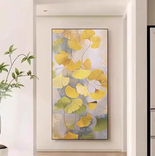 Peinture à l'huile ginkgo toile texturée pour habiller un mur vide