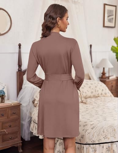 Image of HOTOUCH Womens Robe Lightweight Short Knit Bathrobe Soft Ladies Sleepwear with Pockets