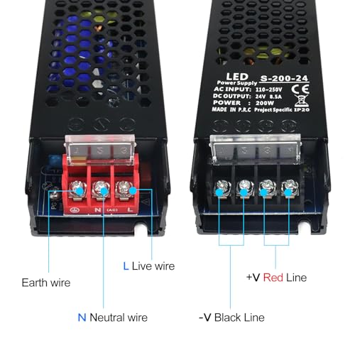 24V 8.5A 200W Universal Regulated Switching Power Supply, 100-250V AC to 24V DC Converter, LED Driver, Industrial Transformer, Adapter for Strip Light, Lamp, Radio by Bingotec - Image 3