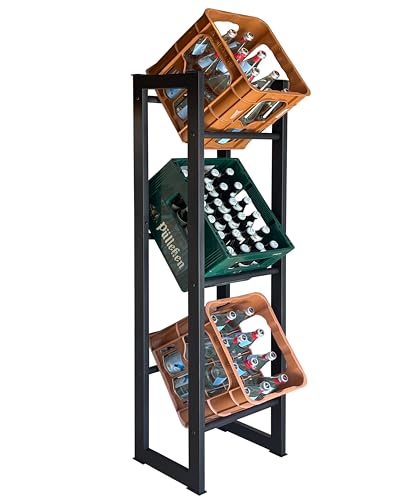 QUICK STAR Getränkekistenregal 39x30x140cm für 3 Kästen Getränkekistenhalter Standregal