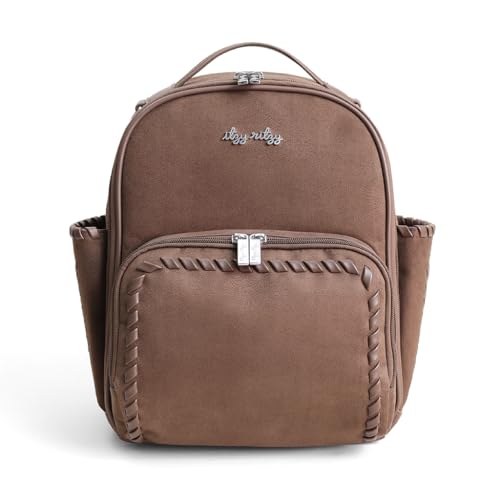 Itzy Ritzy Mini Diaper Bag Backpack – Chic, Compact Mini Plus Backpack with Changing Pad, 10 Pockets (6 Internal, 4 External), Grab-Top Handle & Rubber Feet (Aspen)