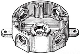 Mulberry 30316W Weatherproof Round Box, Aluminum, 15.3 cu-in, 5 Outlets, 5 Knockouts