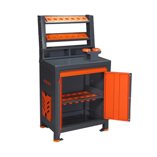 LYREIGN Large Capacity CNC Tools Holder Workbench with Door, CNC Tool Storage Rack Organizers for Warehouses Machining Centers, Steel Multifunctional Mechanic Tool Rack