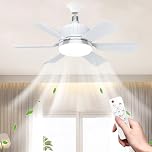 MeoYlaery E27 Ceiling Fan with Light and Remote,LED Ceiling Fans Dimmable,46cm Light Bulb Fan,Ceiling Fans Lamp, 3 Speeds 3 Colors,Ceiling Fan Light for Bedroom.Base Included