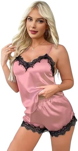 Sexy Women's &amp; Girl's Stylish Hot Night Sexy Babydoll Night Dress|Sleepwear Night Suit| Pink Girls Top &amp; Shorts Set Nighty...